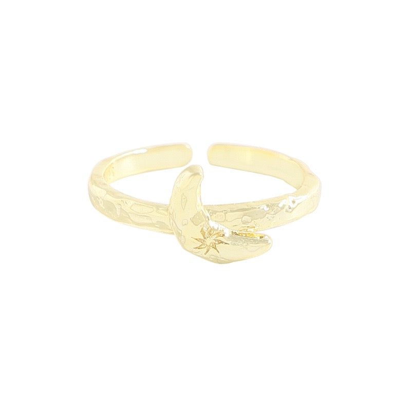 New moon silver ring