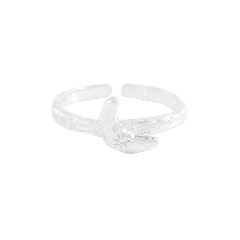 New moon silver ring