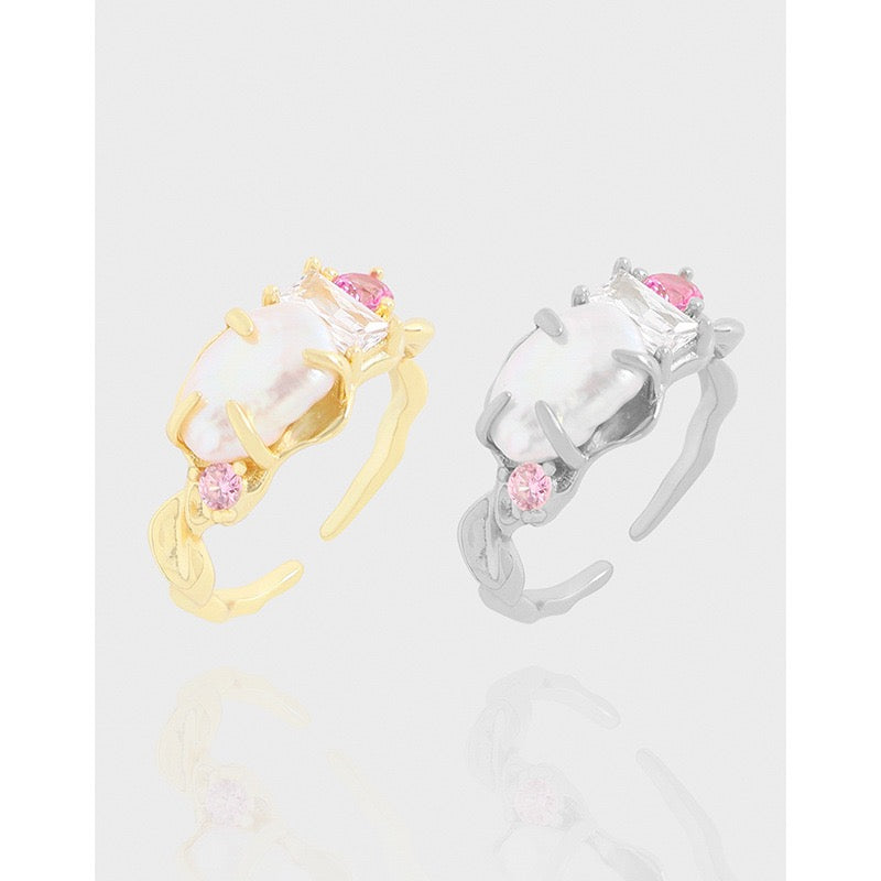 Pearl silver ring