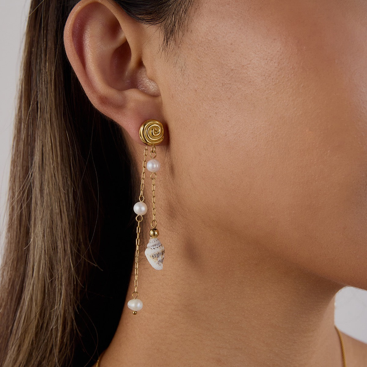 Natural shell swirl earrings