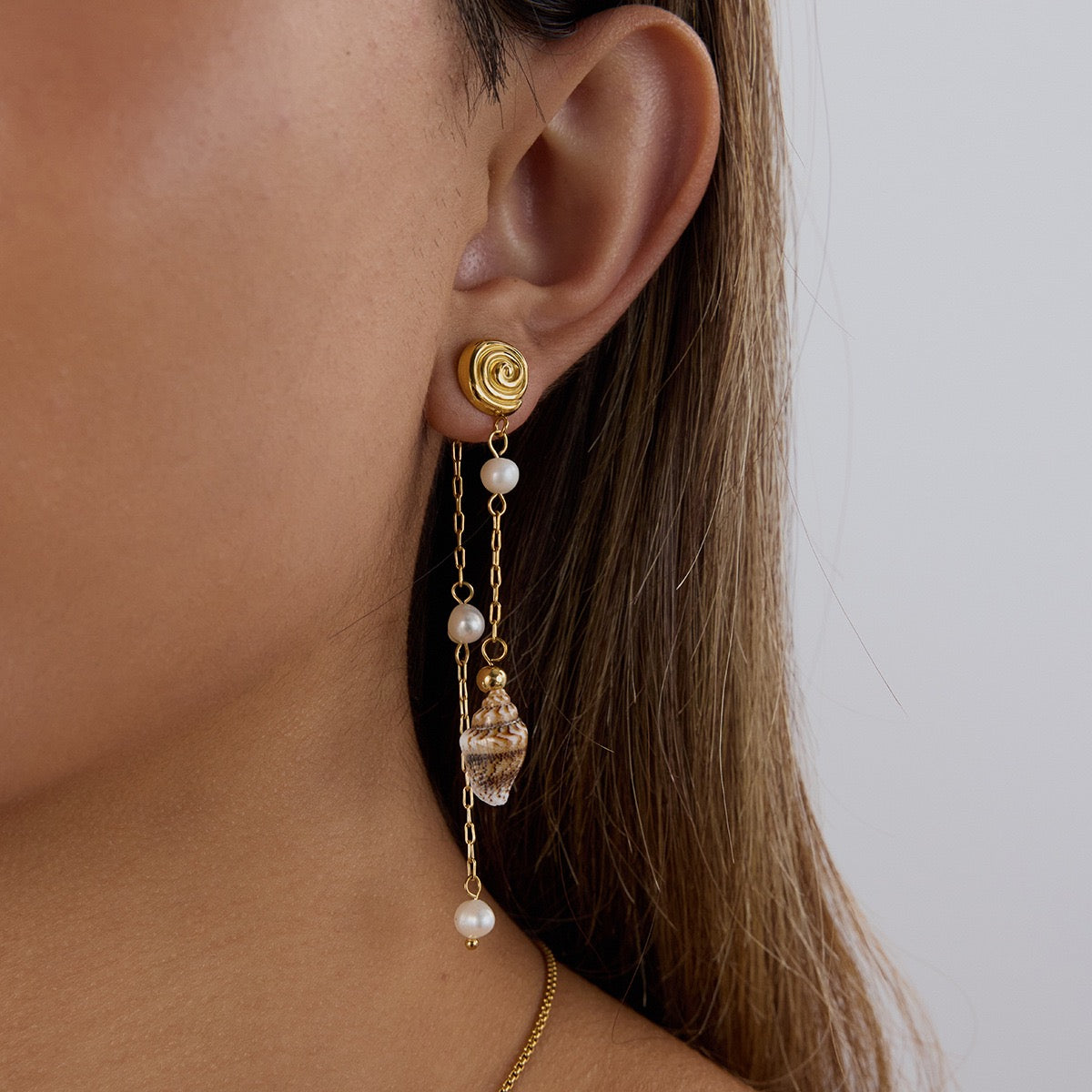 Natural shell swirl earrings
