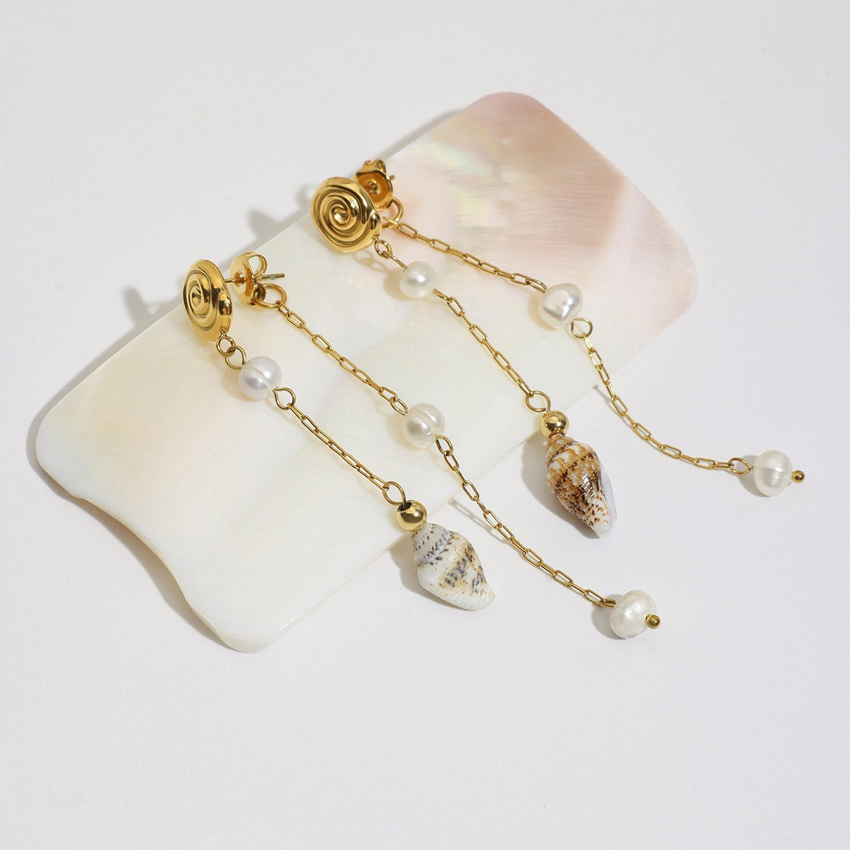 Natural shell swirl earrings