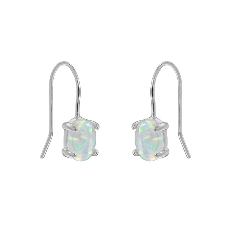 Opal silver earrings