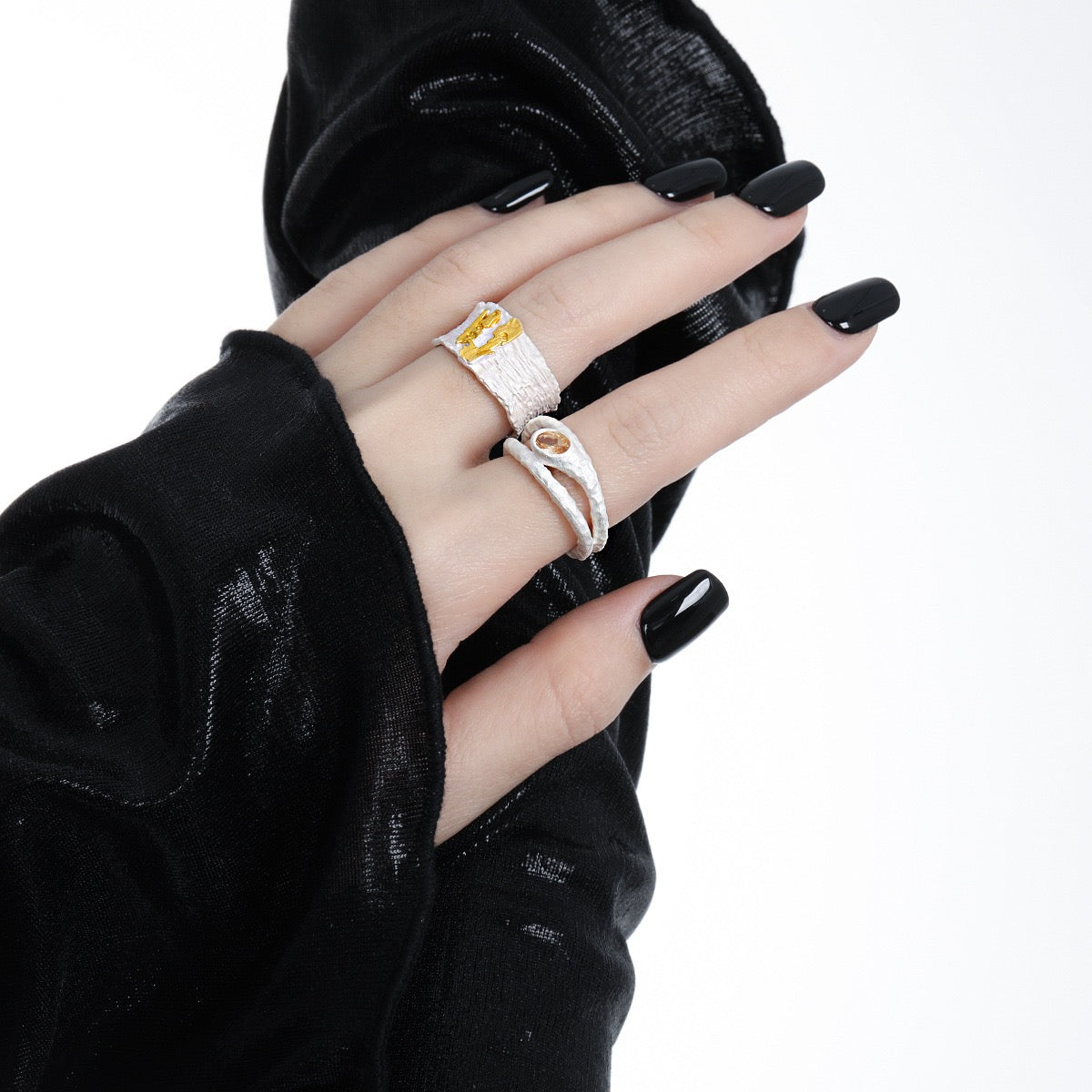 Orange rock silver ring