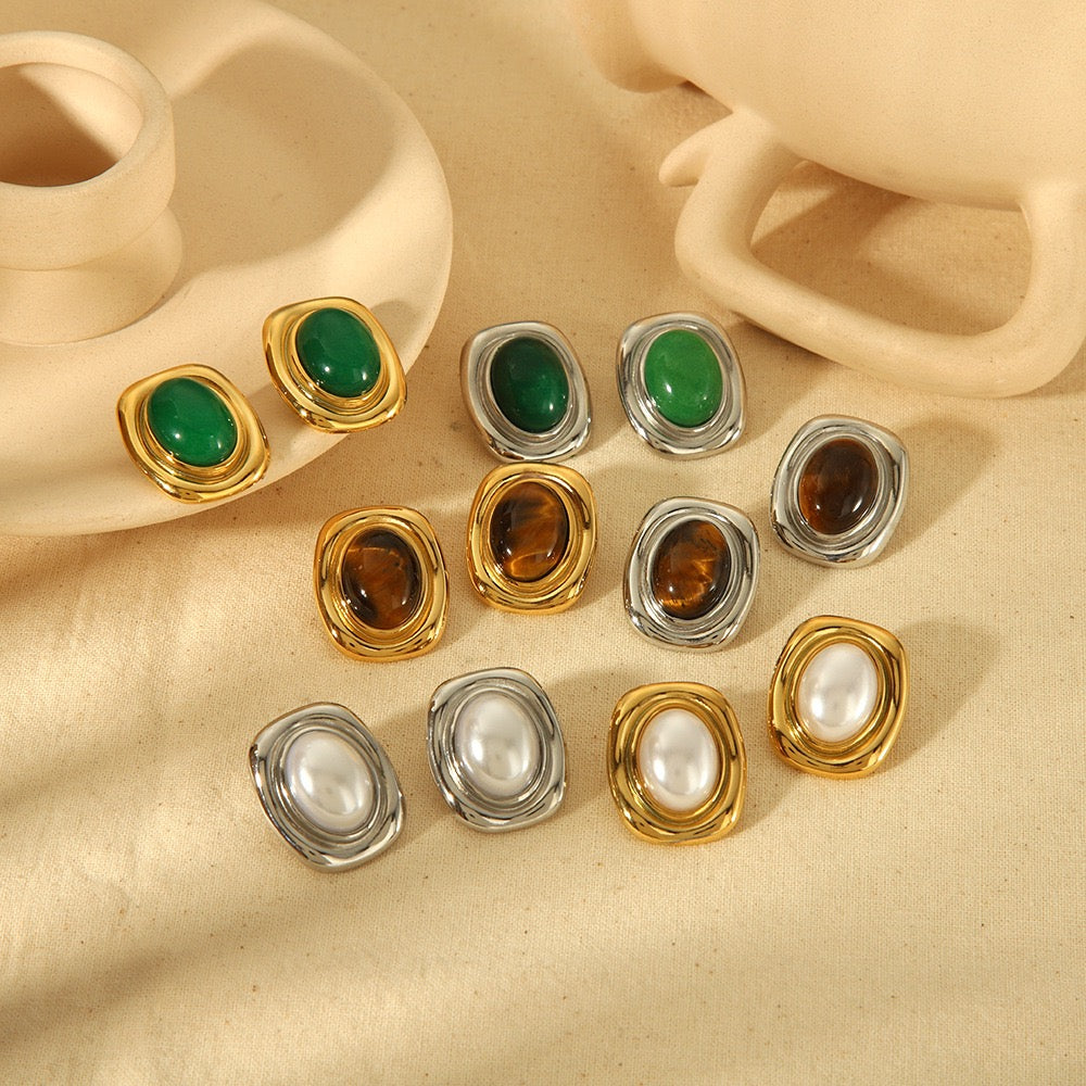 Square stone earrings