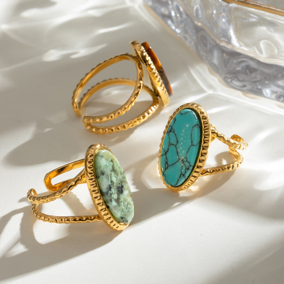 Oval stone rings