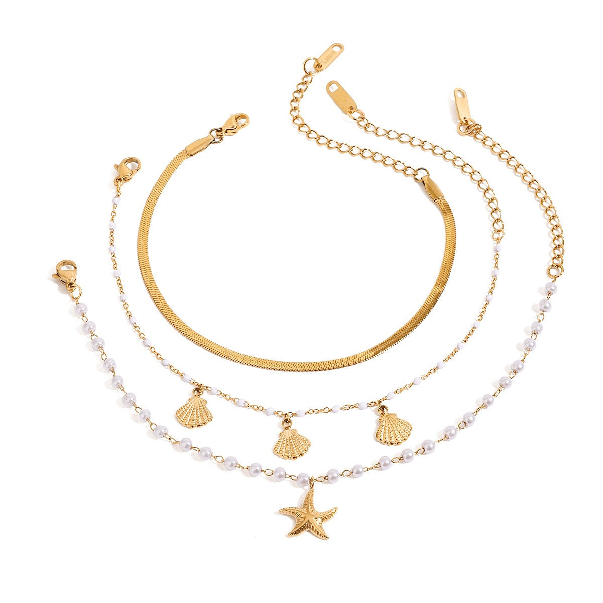 Starfish shell bracelets set