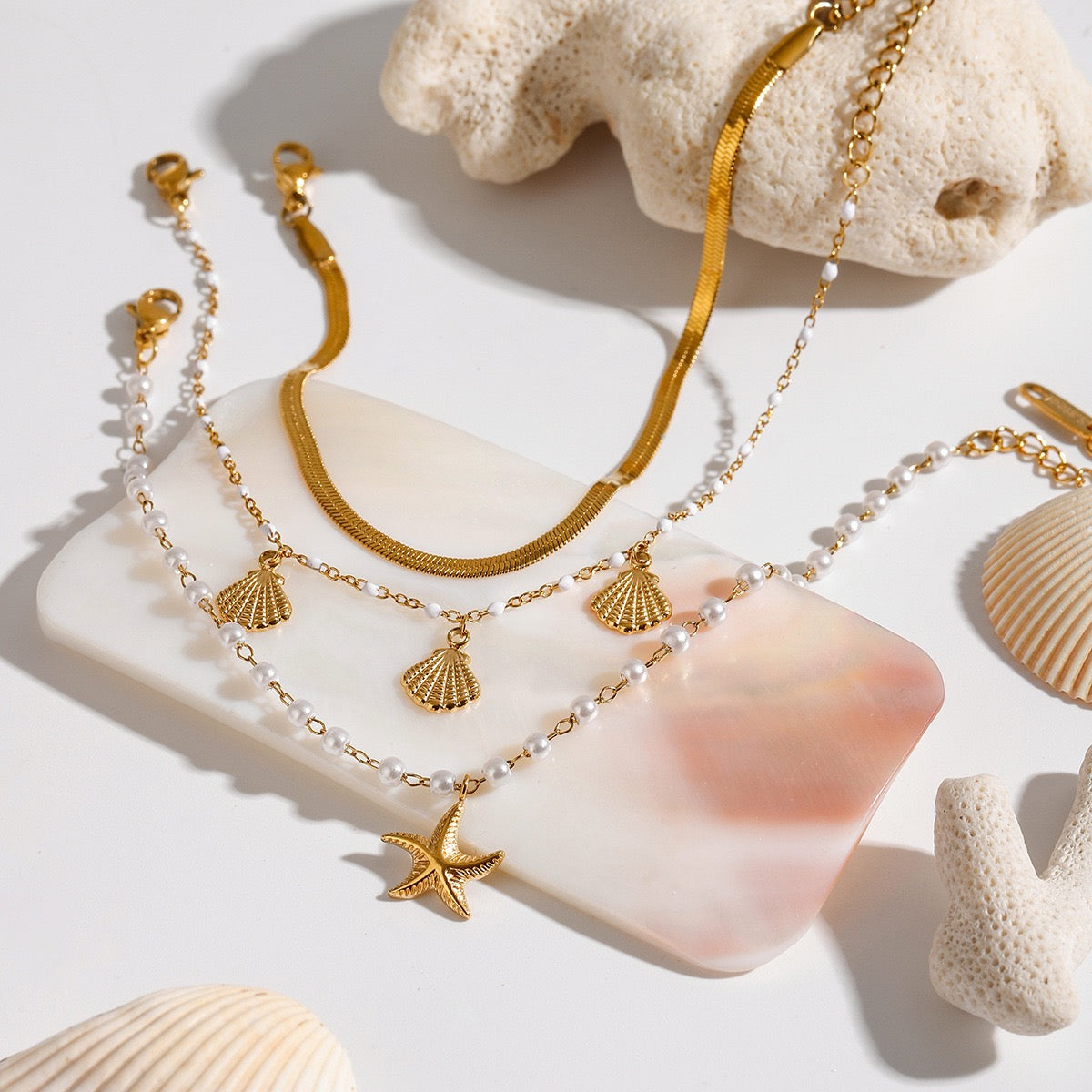 Starfish shell bracelets set