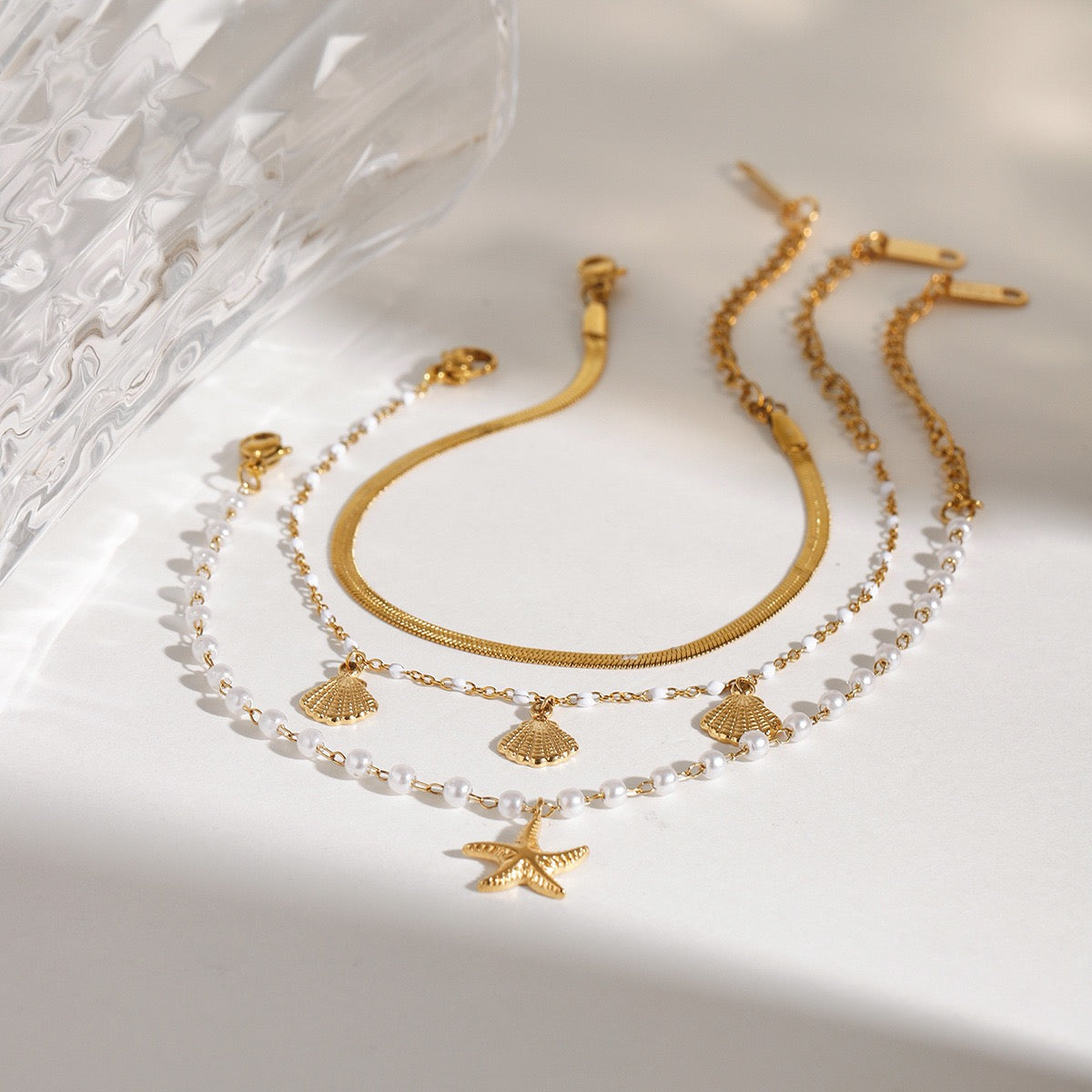 Starfish shell bracelets set