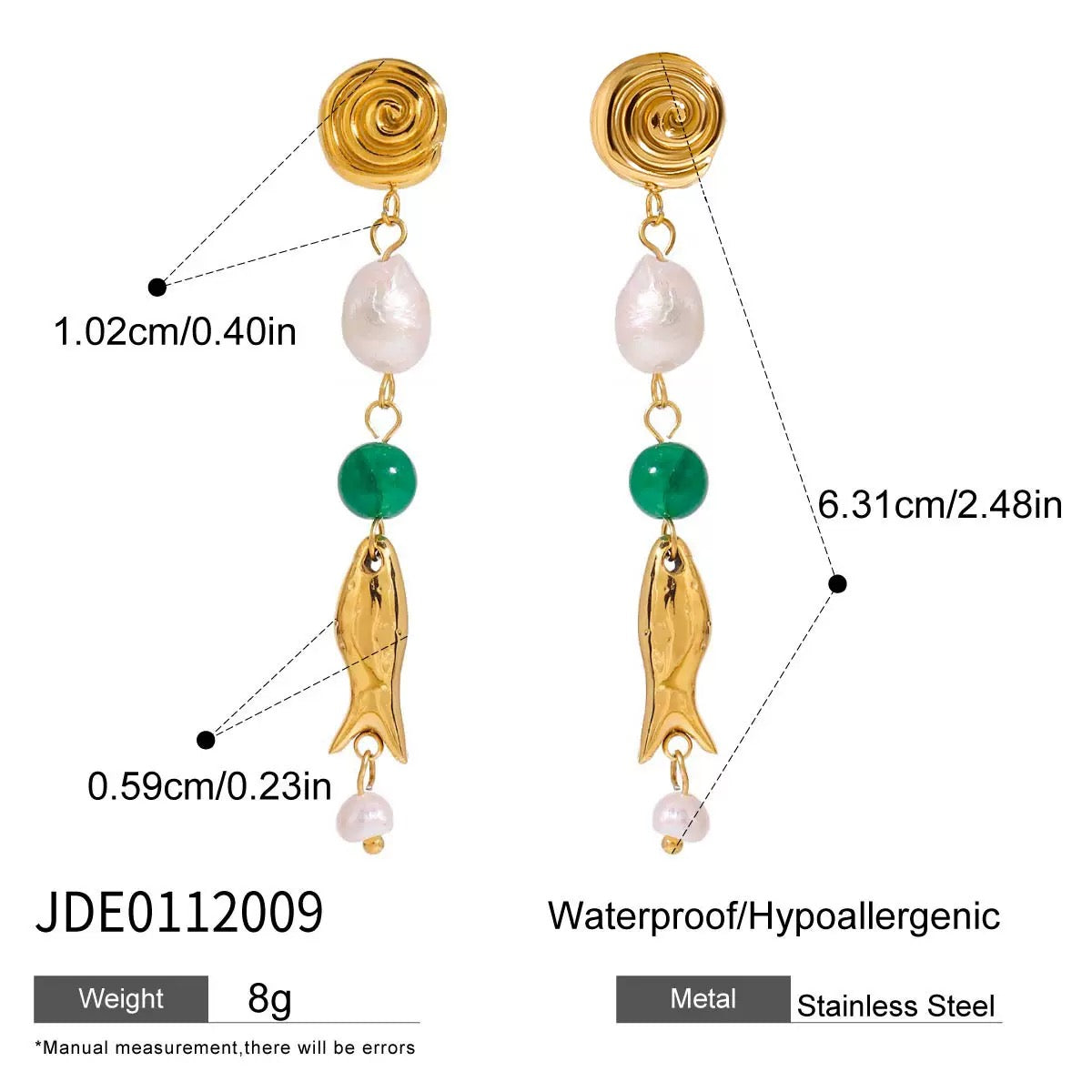Swirl fish earrings