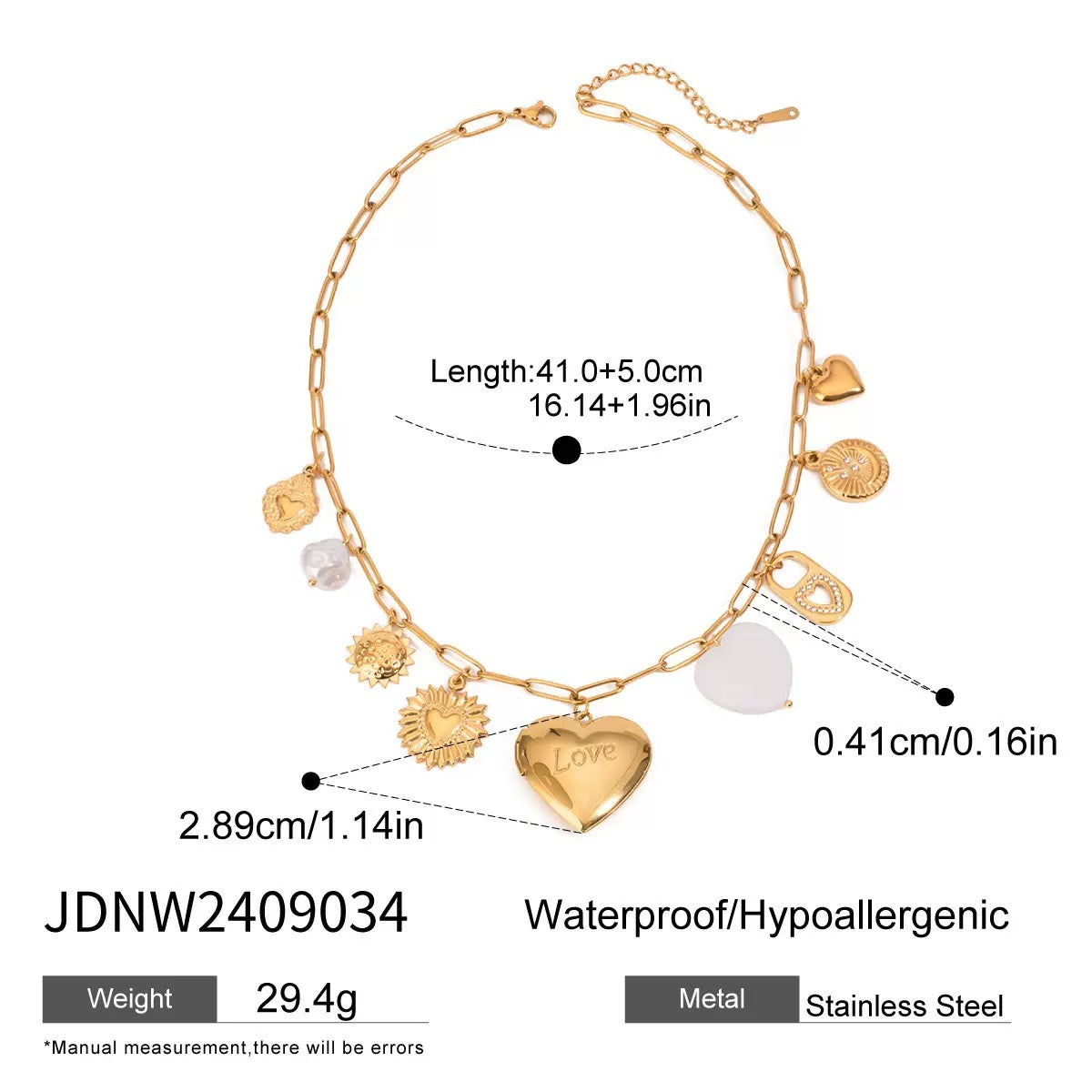 Love heart locket charm necklace