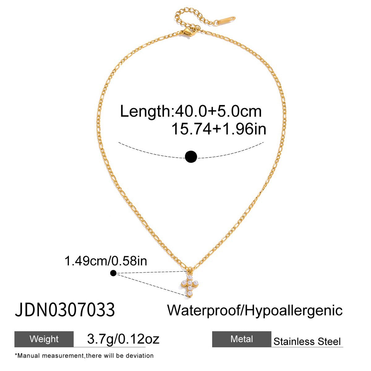 Dainty pearly cross necklace