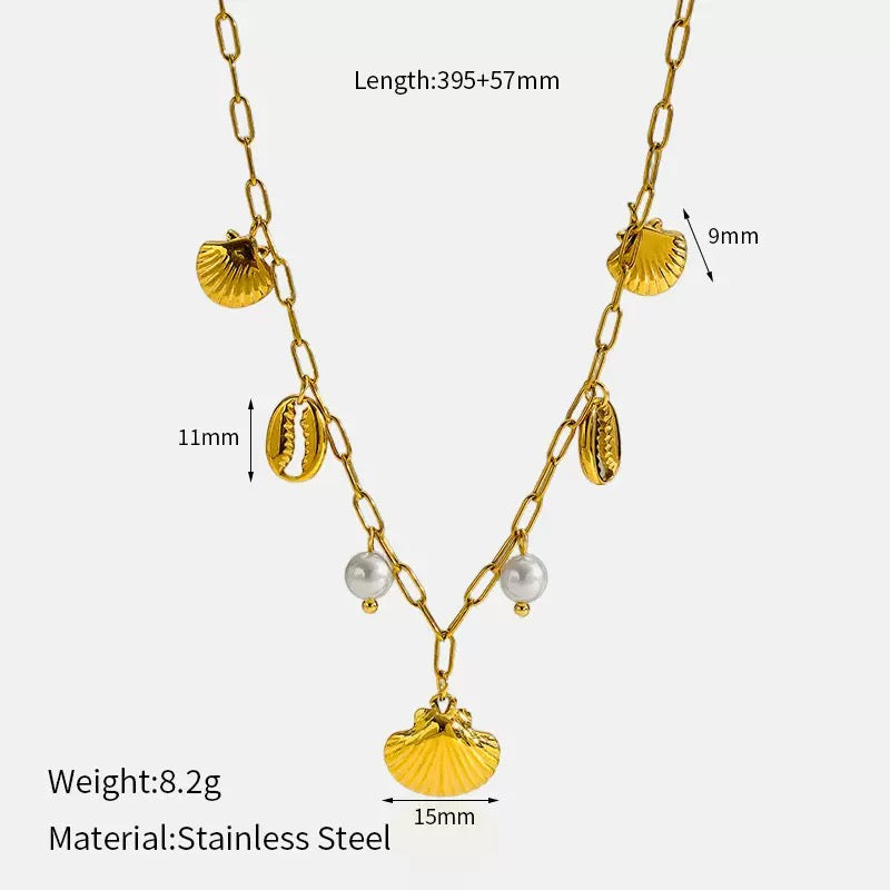 Pearly shell charm necklaces