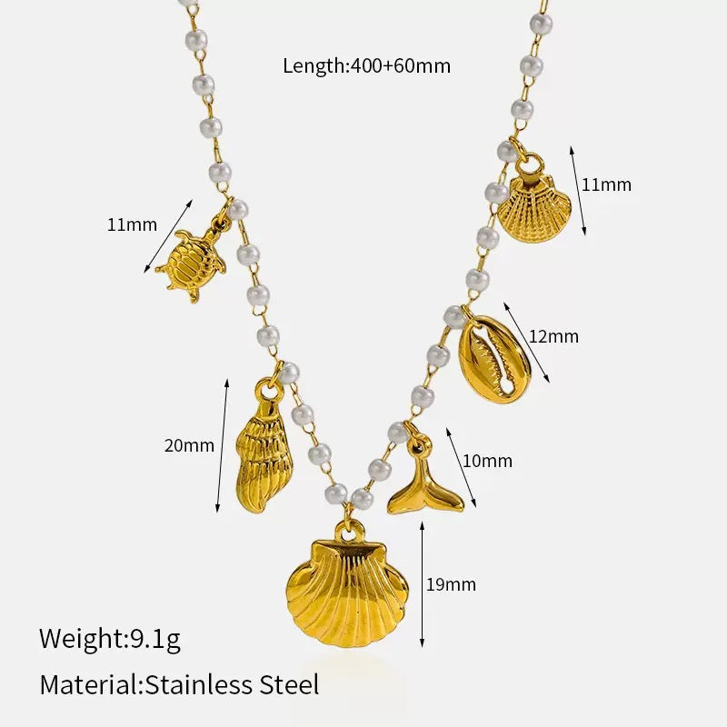 Pearly shell charm necklaces