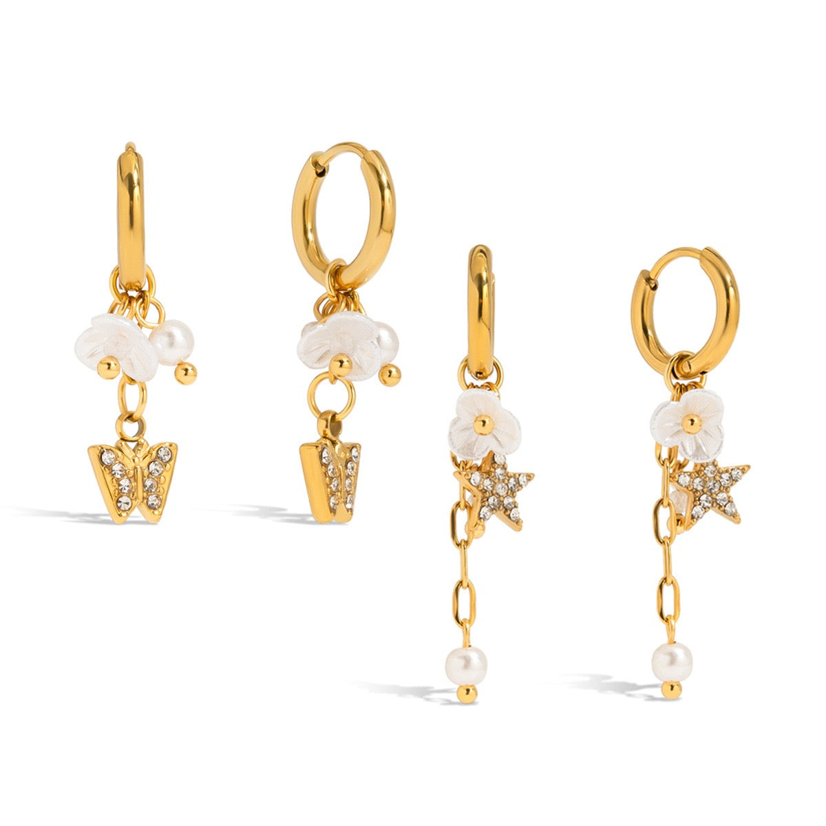 White dainty butterfly flower hoops