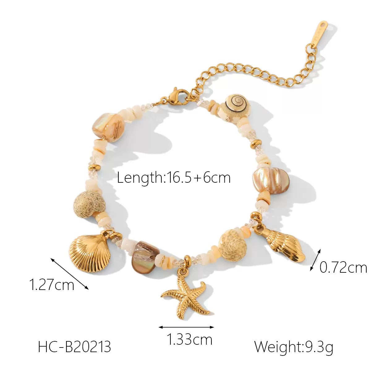 Ocean souls natural shell starfish charm set