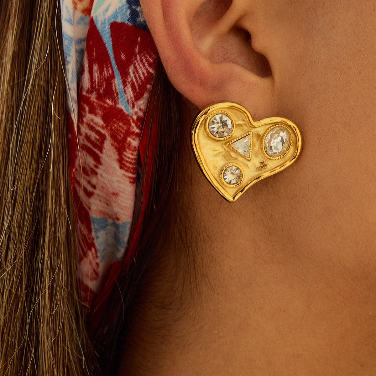Stone heart earrings