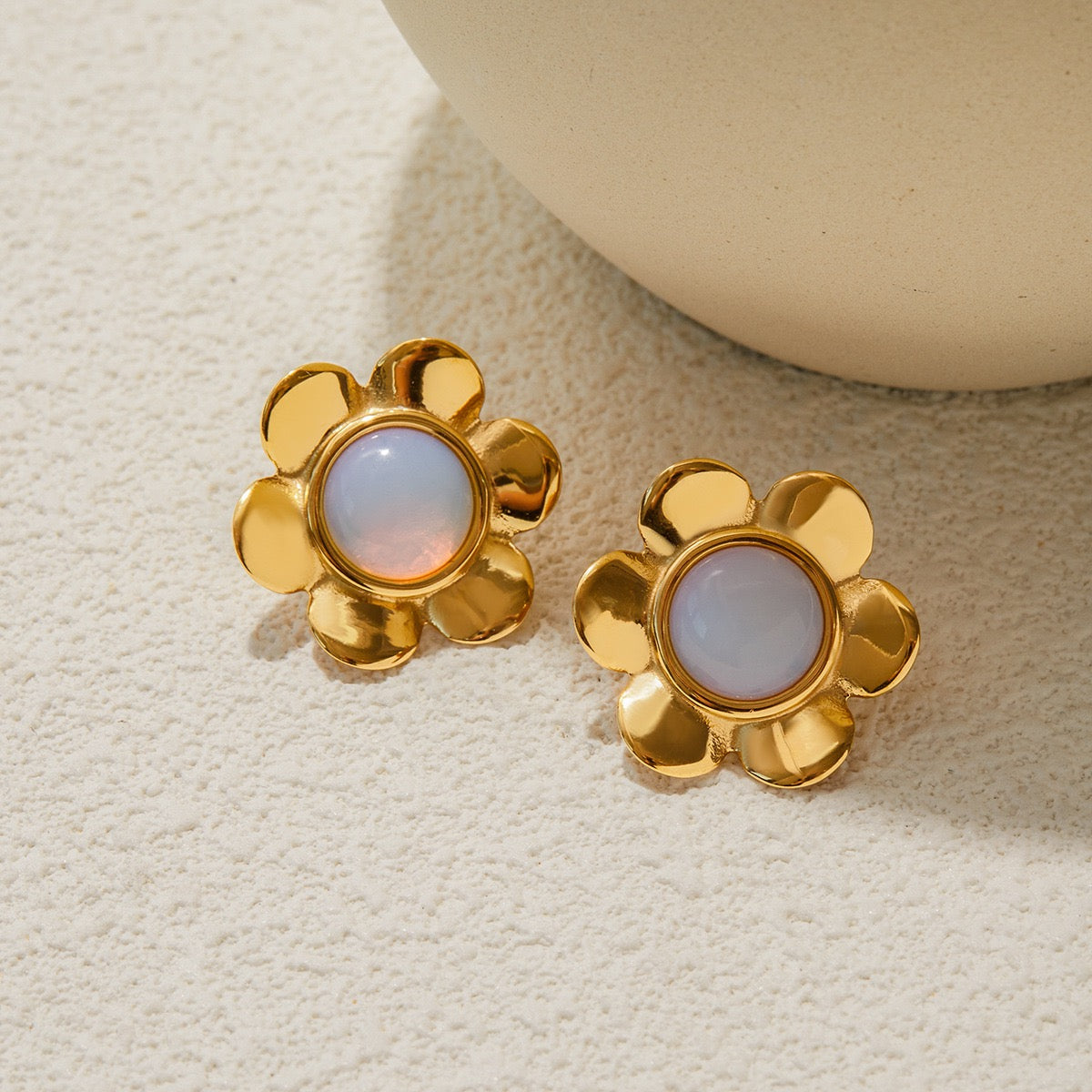 Moonstone flower earrings