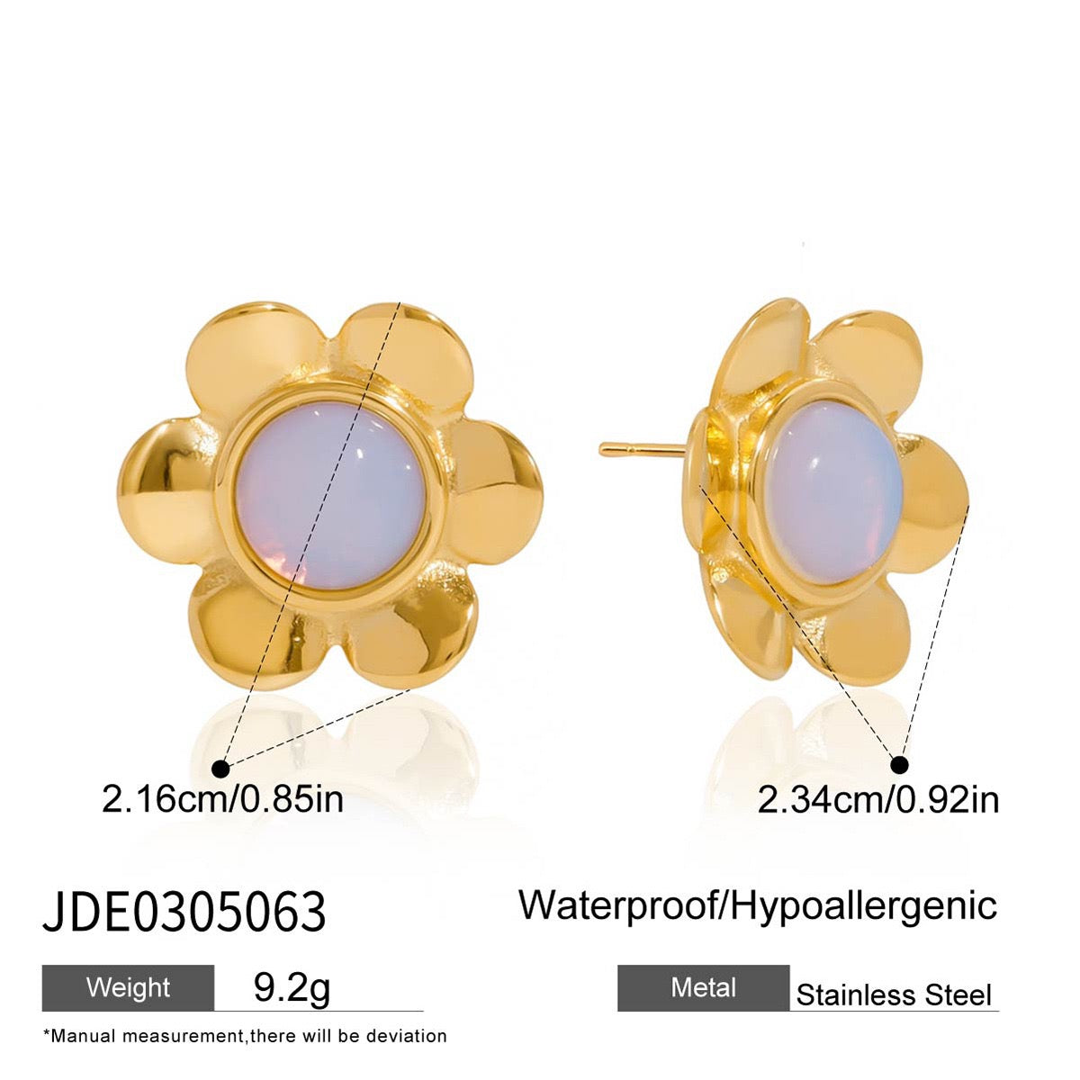 Moonstone flower earrings