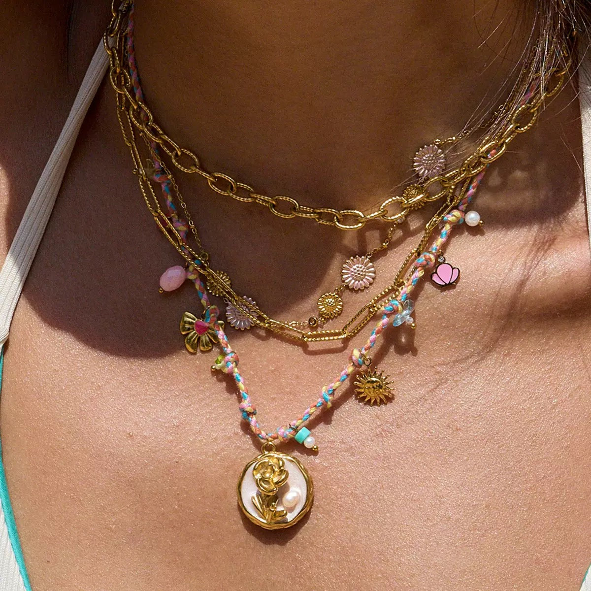 Pink Daisy necklace