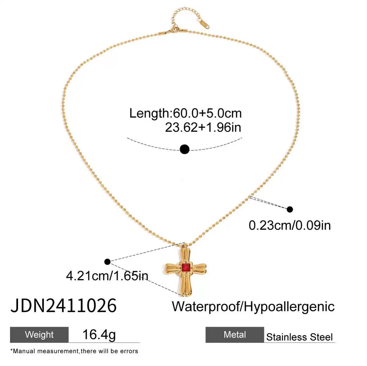 Red cross necklace