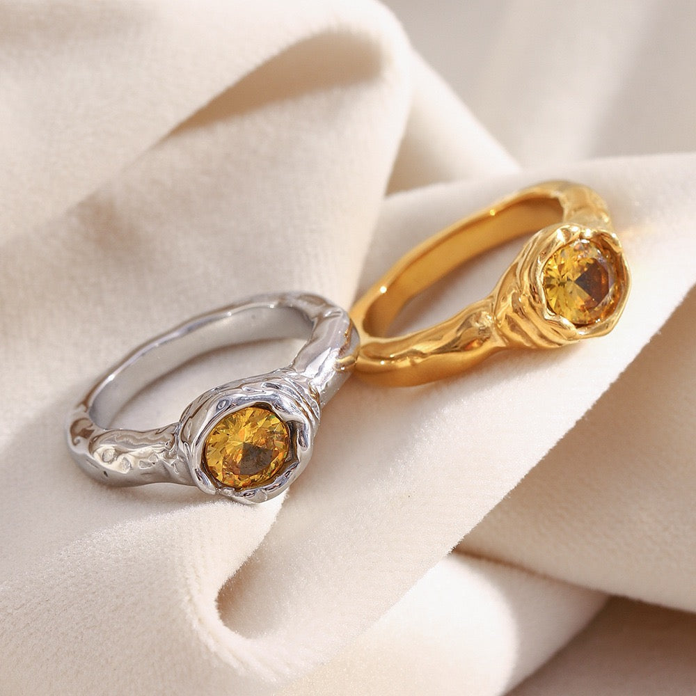 Golden stone rings