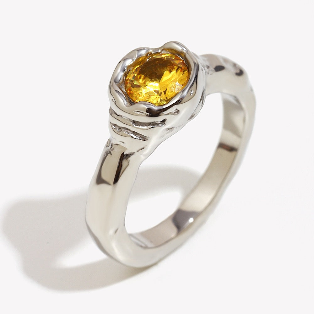 Golden stone rings