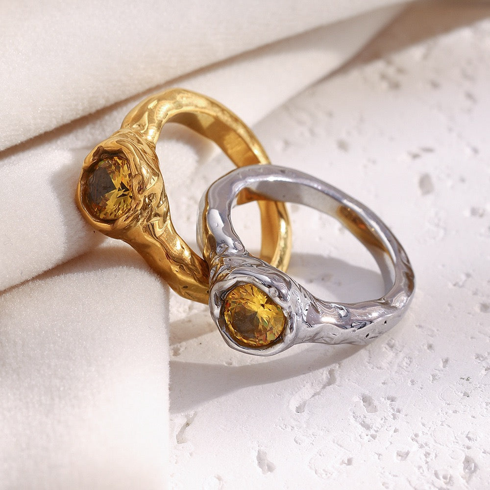 Golden stone rings