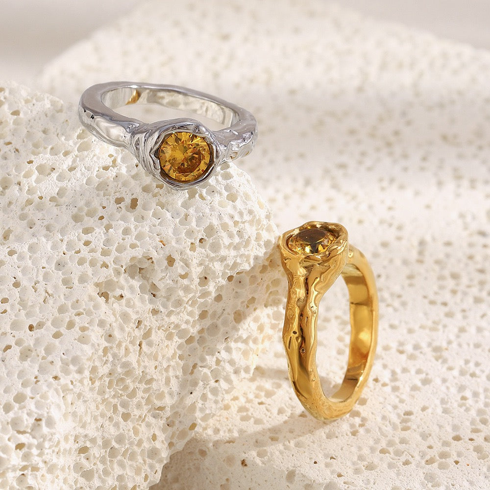 Golden stone rings