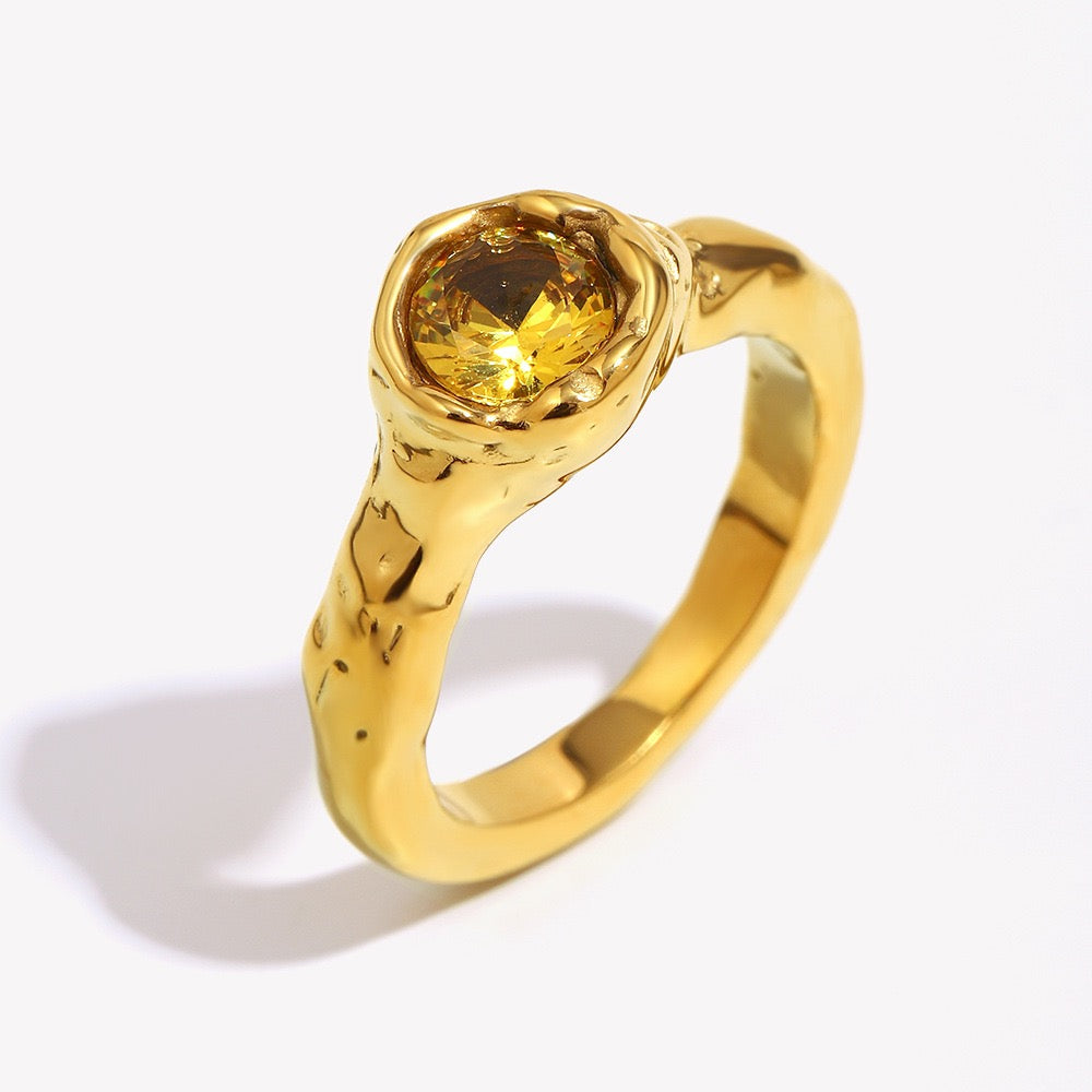 Golden stone rings
