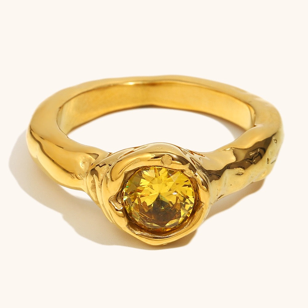 Golden stone rings