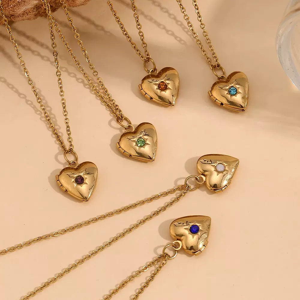 Red heart locket necklace