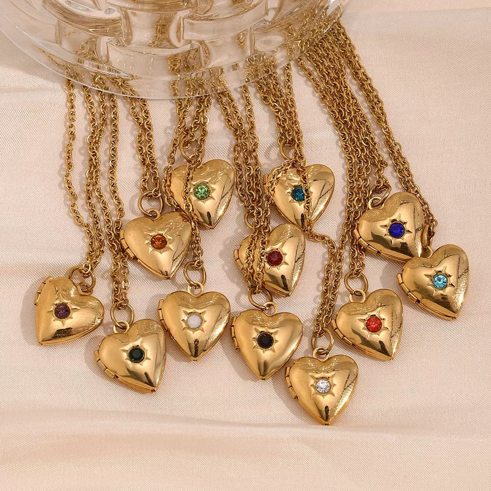 Red heart locket necklace