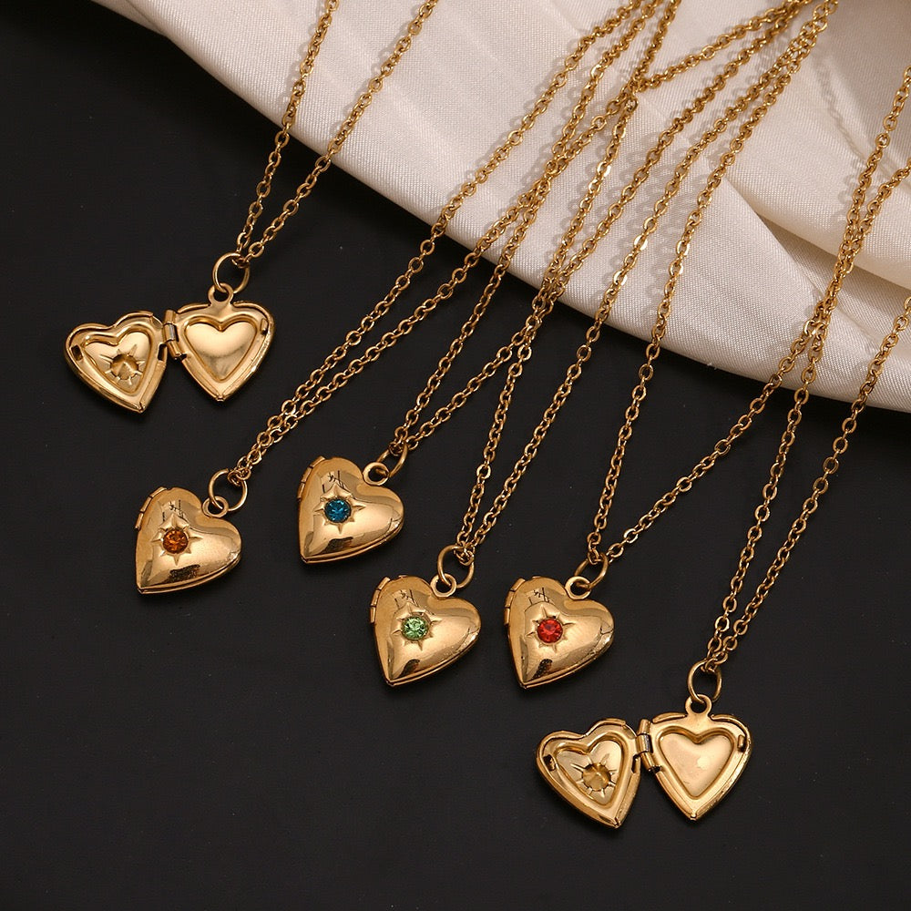 Red heart locket necklace
