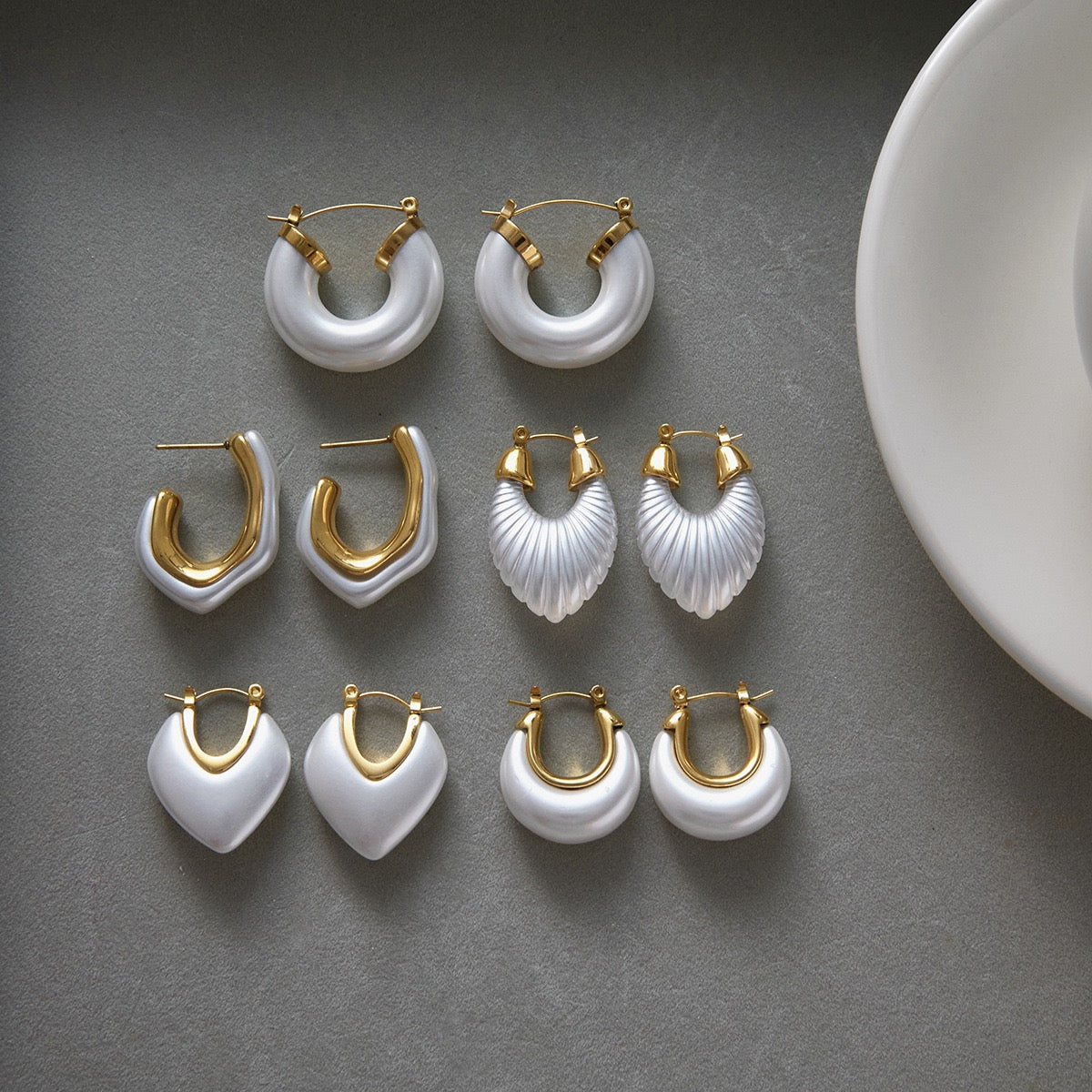 White pearly hoops
