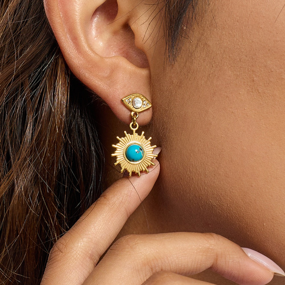 Blue eye earrings