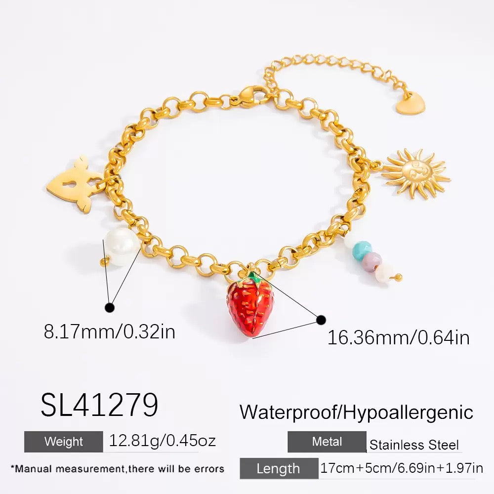 Strawberry daisy charm bracelets