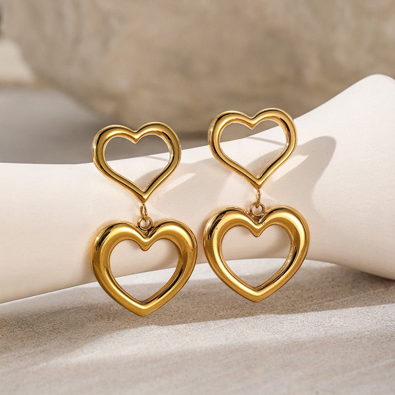 Double heart earrings