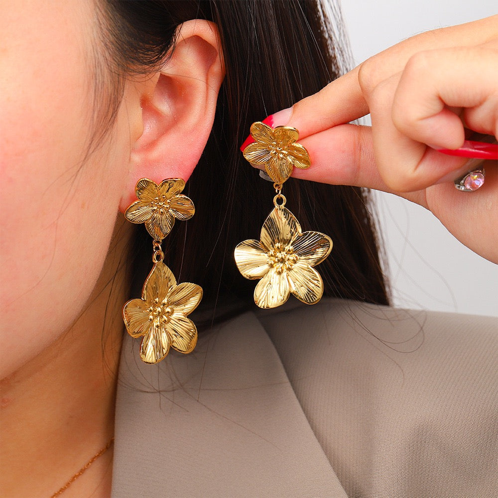 Double flower earrings