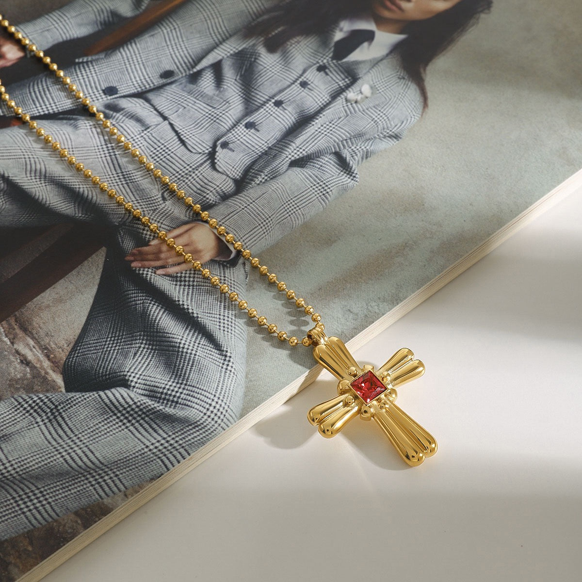 Red cross necklace