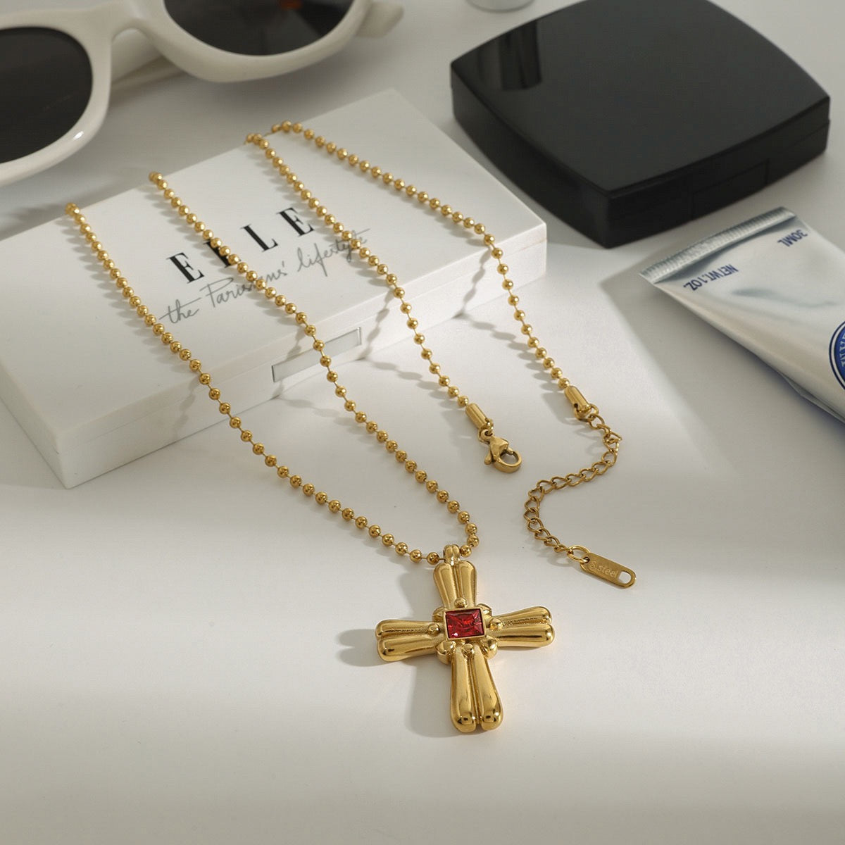 Red cross necklace