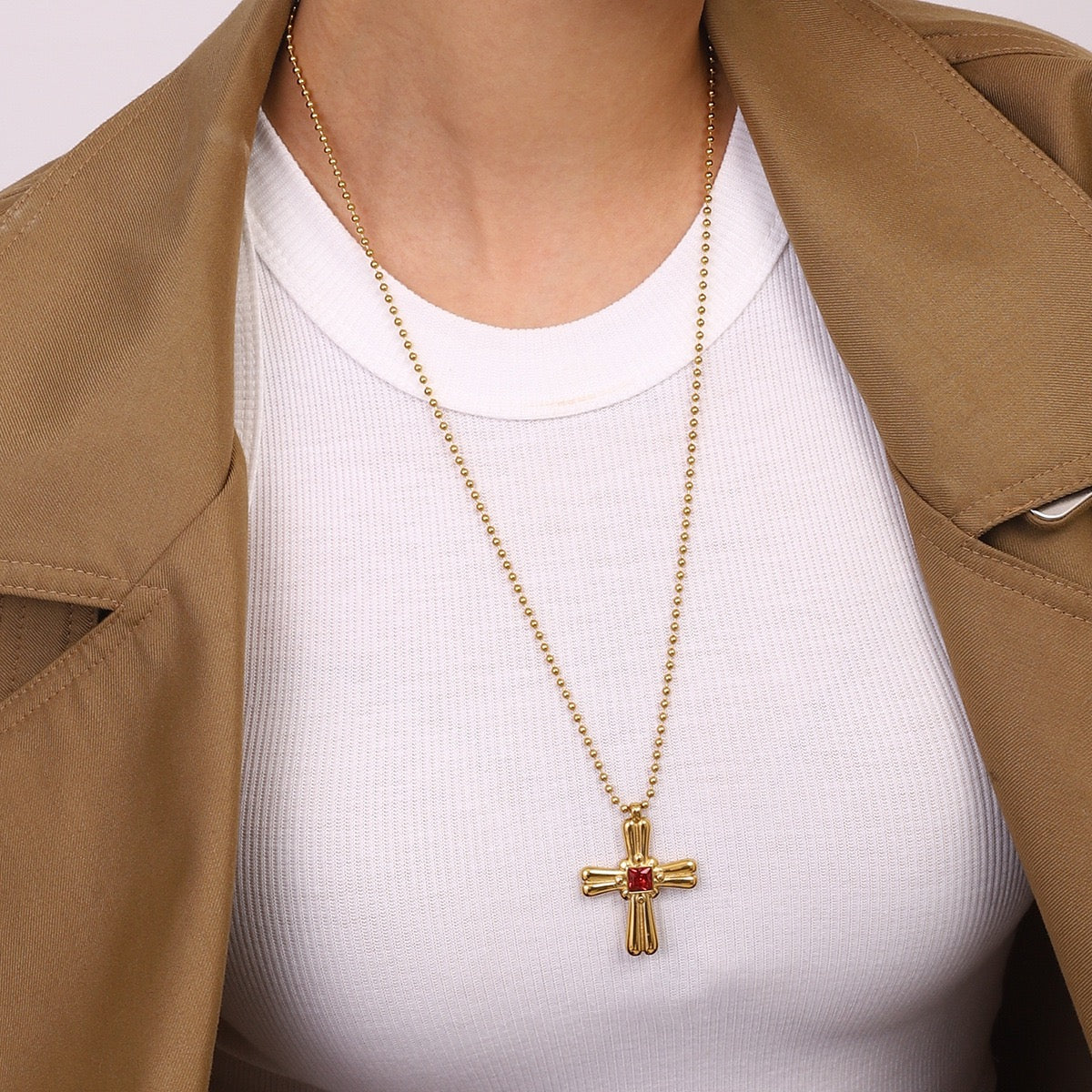 Red cross necklace