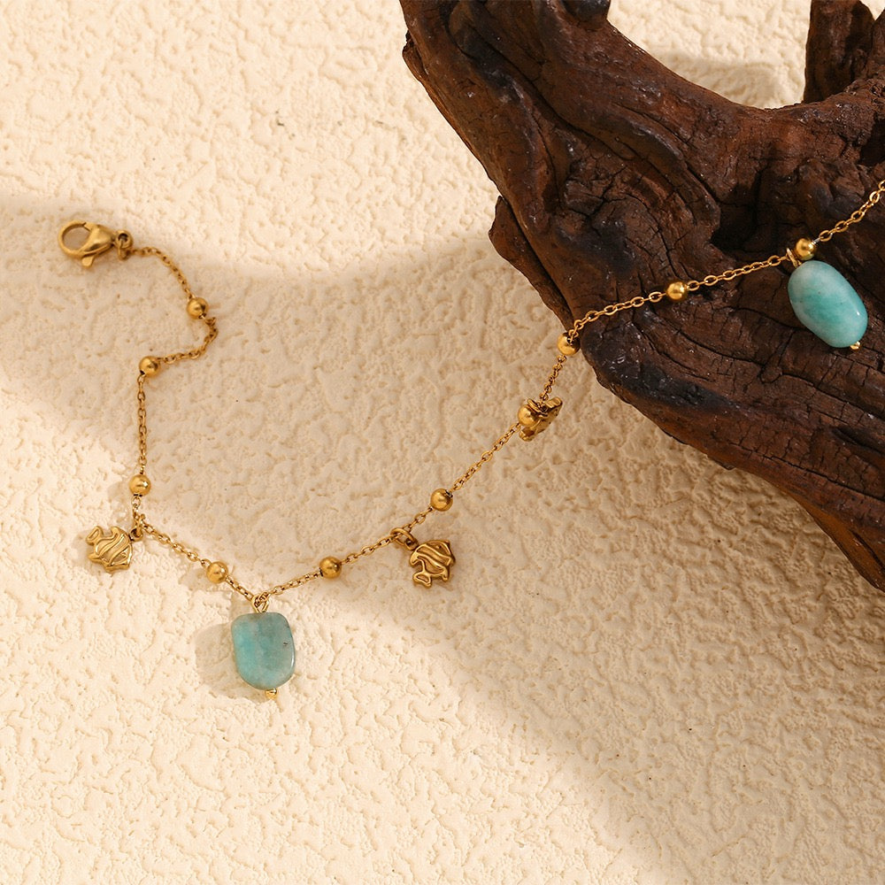 Blue fish charm anklet