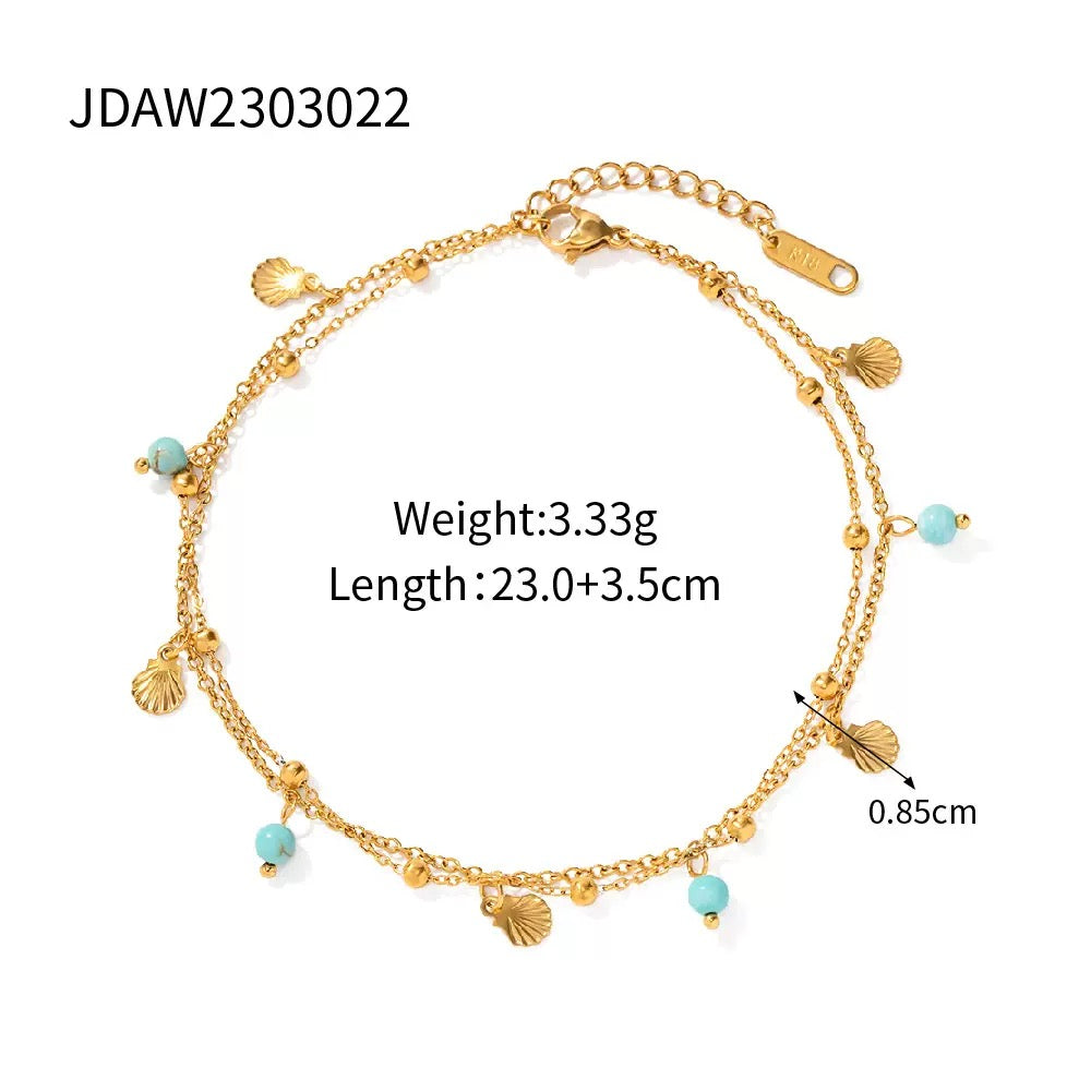 Britain Blue turquoise shell anklets