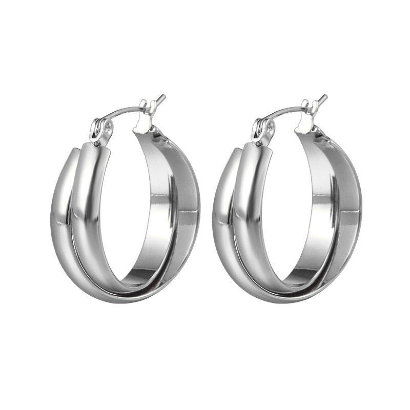 Double hoops twisty earrings