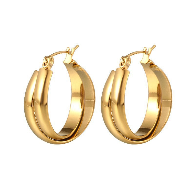 Double hoops twisty earrings