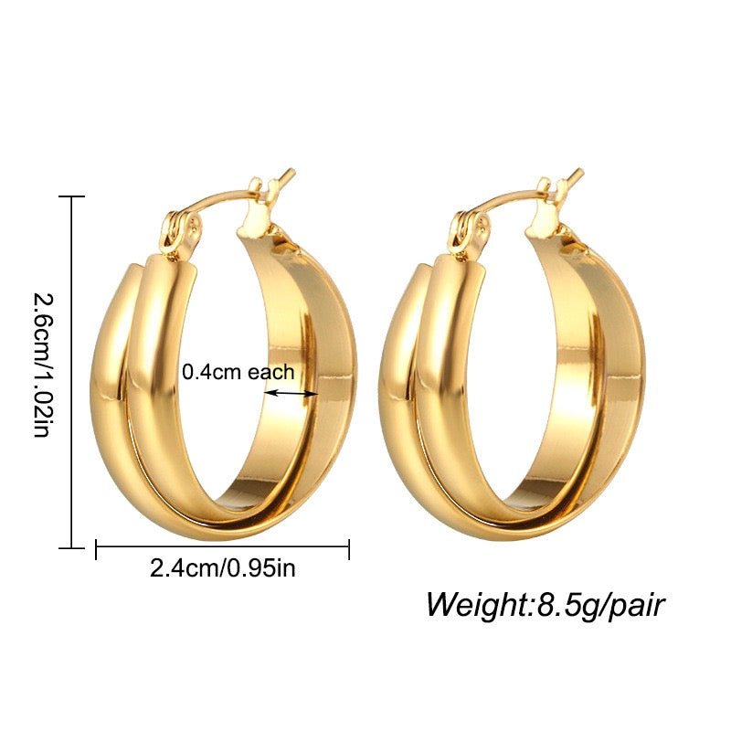 Double hoops twisty earrings