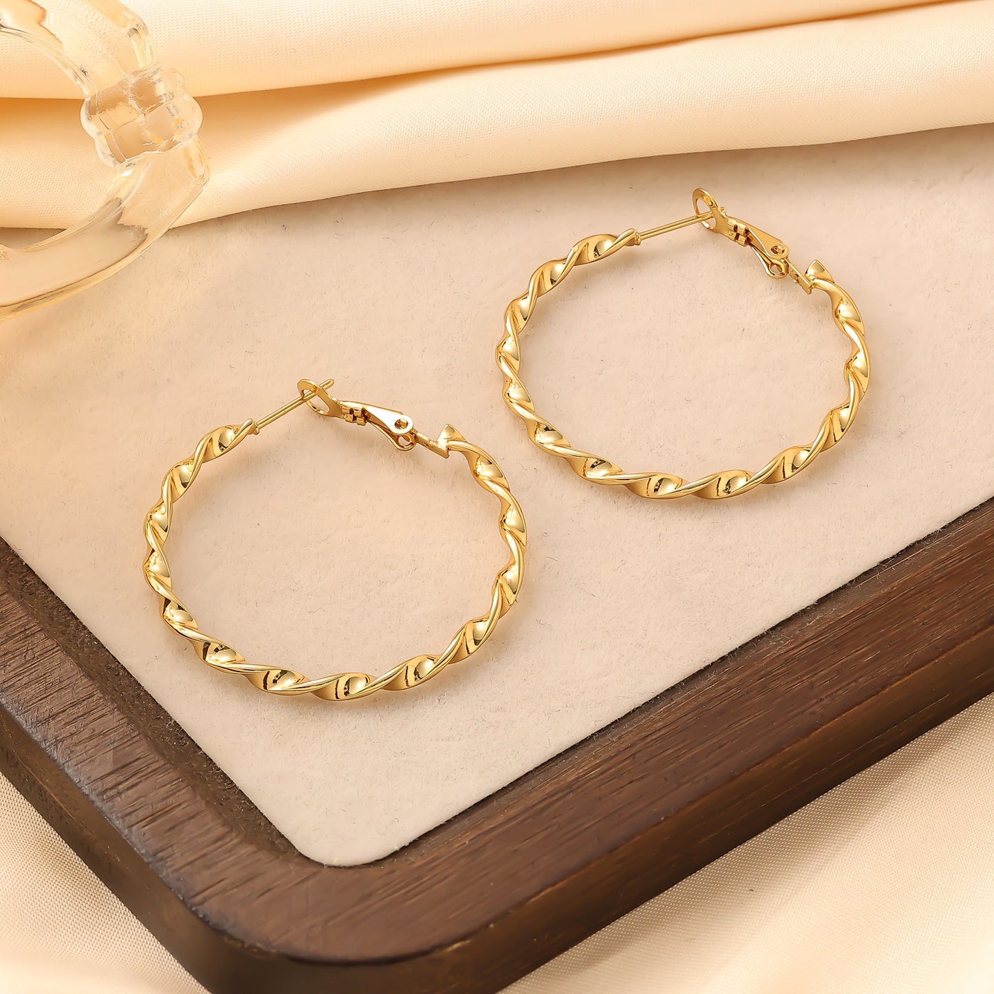 Braid twisted hoops earrings