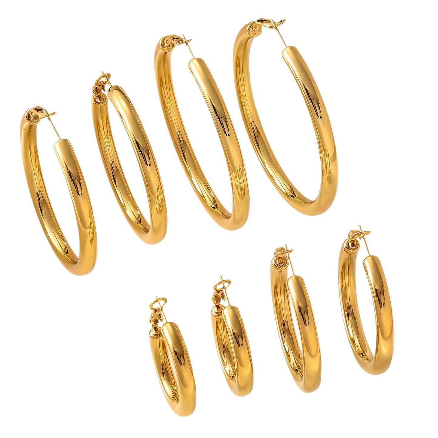 Classic round tube hoop earrings