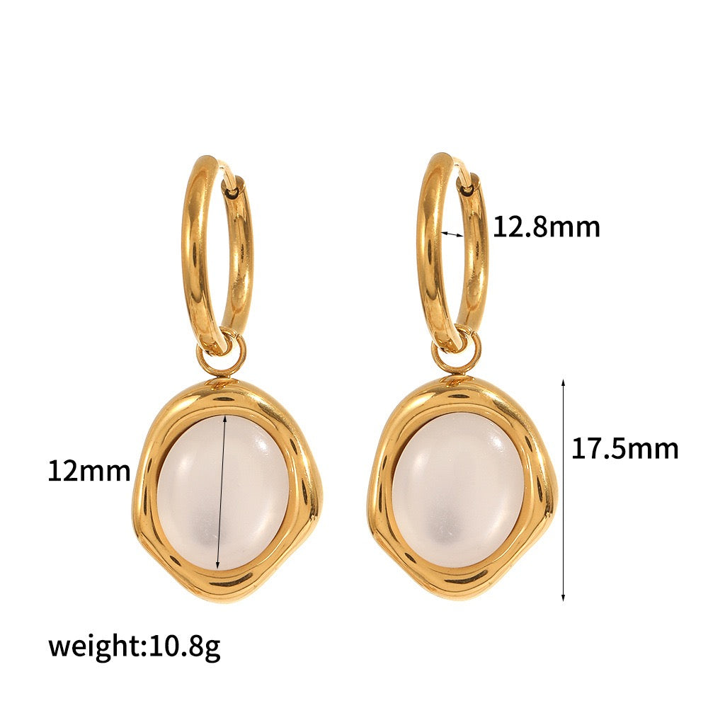 White gem hoop earrings